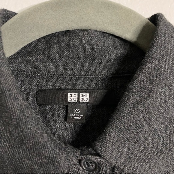 Uniqlo Women's Charcoal Gray Button Up Midi Belted Shirt Dress - Picture 5 of 10